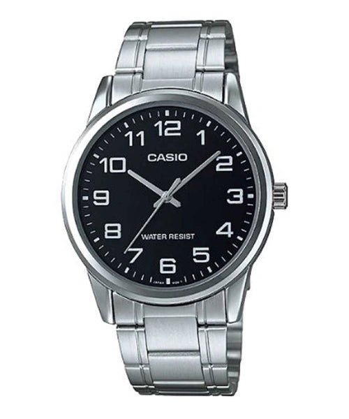 MTP-V001D-1BUDF Casio Black Dial Stainless Steel Quartz Analog Men's Watch. - Timecheck