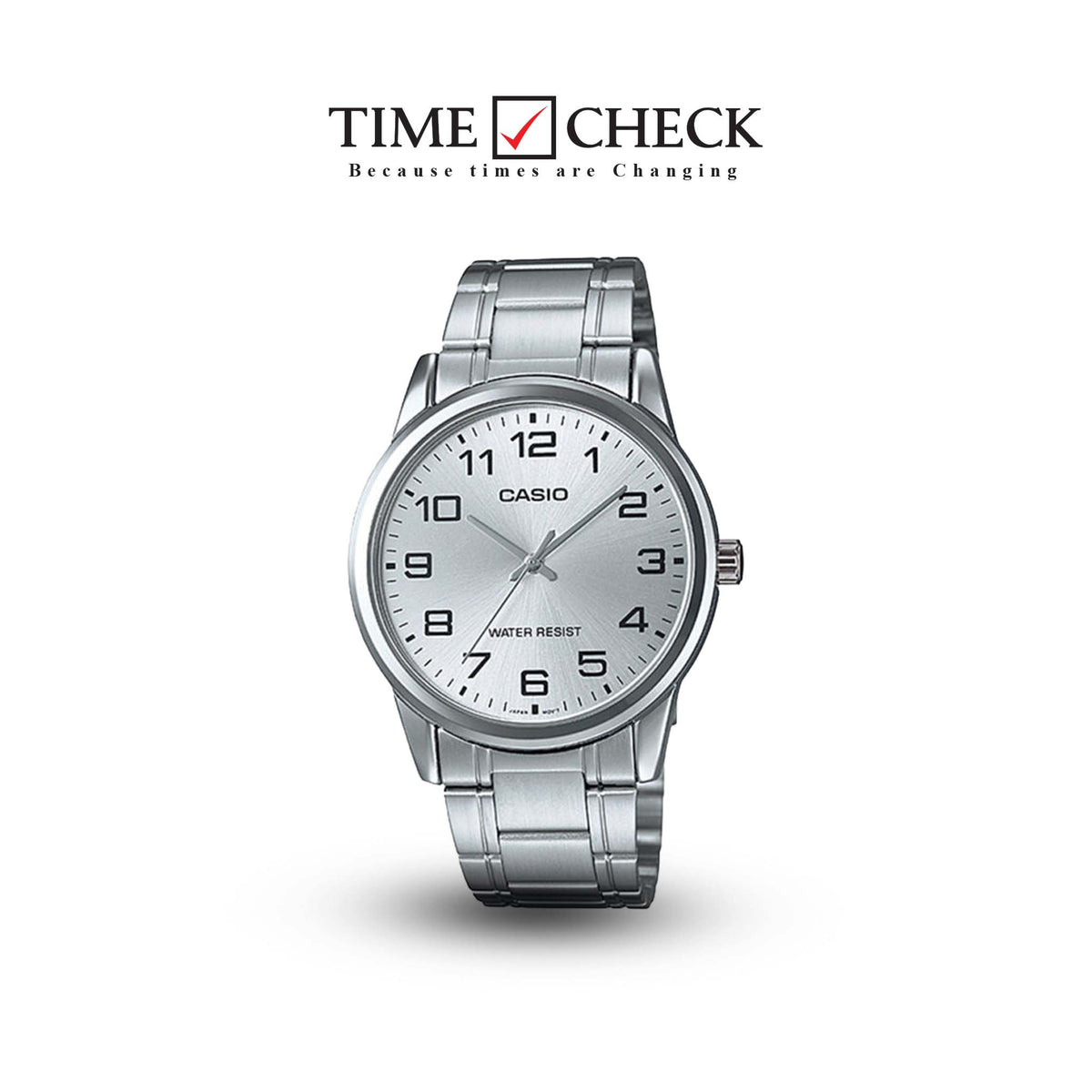 MTP-V001D-7BUDF Casio Stainless Steel Quartz Analog Silver Dial Men's Watch. - Timecheck