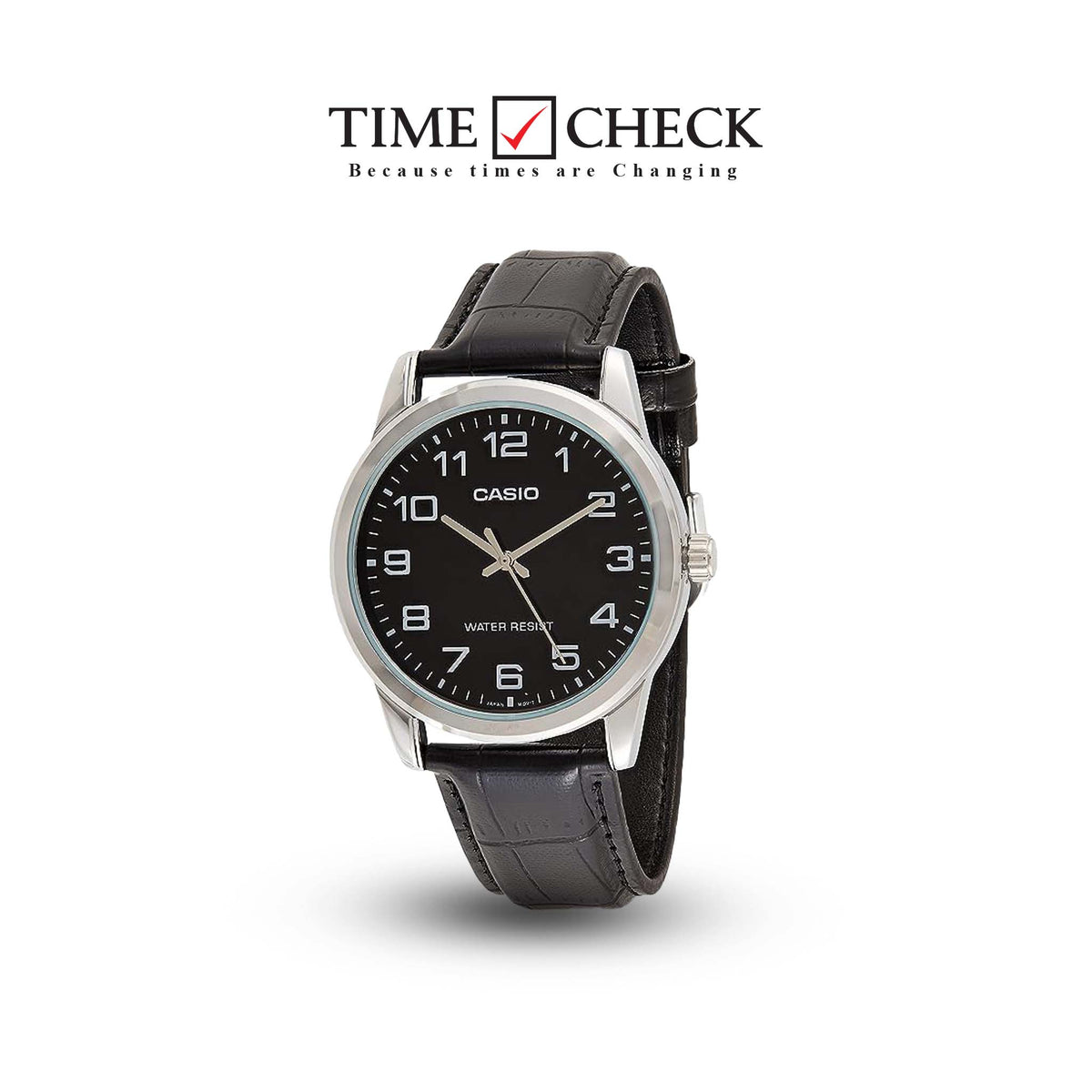 MTP-V001L-1BUDF Casio Black Dial Quartz Mens Watch. - Timecheck