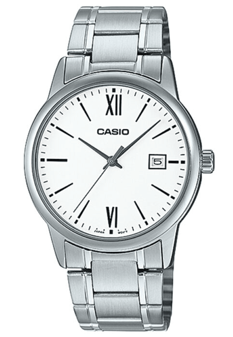 MTP-V002D-7B3UDF Casio Black Dial Silver Stainless Steel Chain Analog Men's Watch. - Timecheck