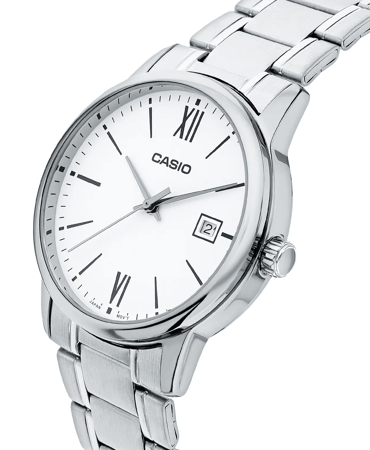 MTP-V002D-7B3UDF Casio Black Dial Silver Stainless Steel Chain Analog Men's Watch. - Timecheck
