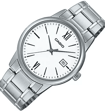 MTP-V002D-7B3UDF Casio Black Dial Silver Stainless Steel Chain Analog Men's Watch. - Timecheck