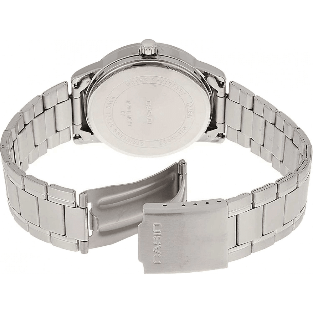 MTP-V002D-7B3UDF Casio Black Dial Silver Stainless Steel Chain Analog Men's Watch. - Timecheck