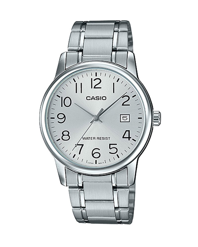 MTP-V002D-7BUDF Casio Silver Dial Silver Stainless Steel Chain Analog Men's Watch. - Timecheck
