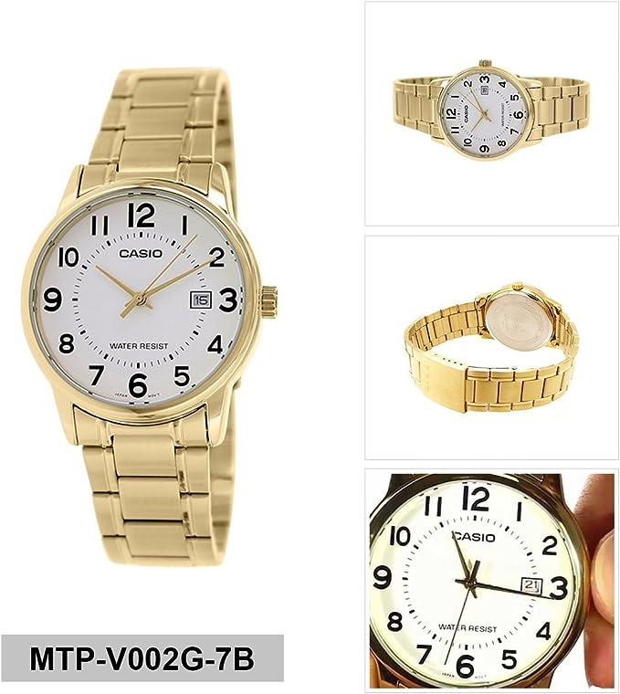 MTP-V002G-7B2UDF Casio White Dial Stainless Steel Analog Quartz Men's Watch. - Timecheck