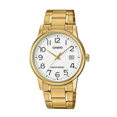 MTP-V002G-7B2UDF Casio White Dial Stainless Steel Analog Quartz Men's Watch. - Timecheck