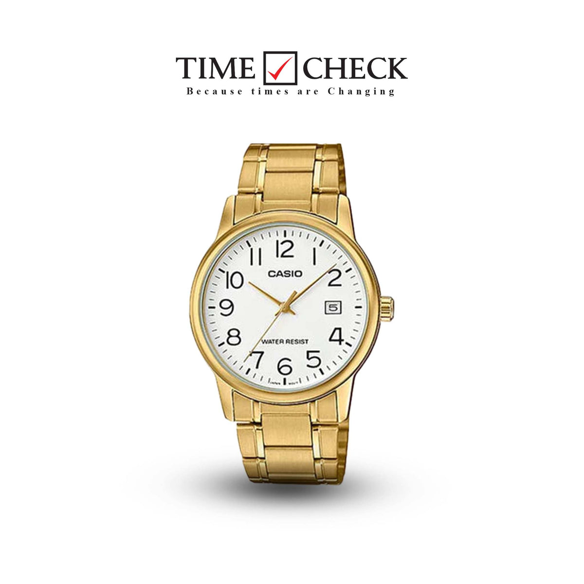 MTP-V002G-7B2UDF Casio White Dial Stainless Steel Analog Quartz Men's Watch. - Timecheck