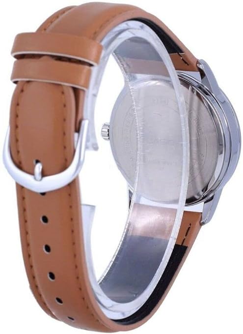 MTP-V002L-5B3UDF Casio Brown Dial Leather Strap Analog Quartz Men's Watch. - Timecheck