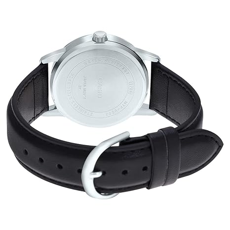 MTP-V002L-7B3UDF Casio Silver Dial Black Leather Strap Analog Quartz Men's Watch. - Timecheck