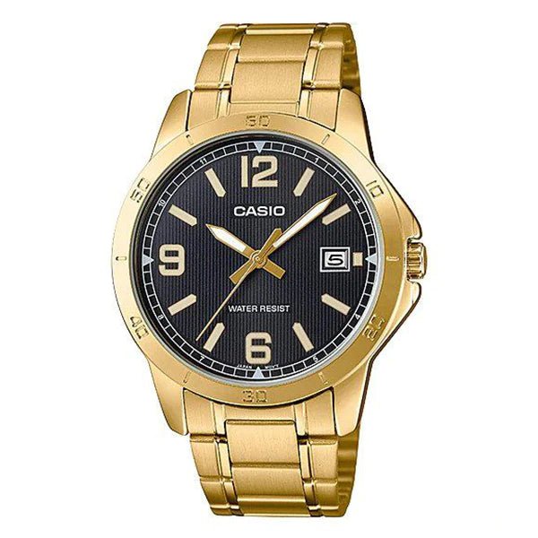 MTP-V004G-1BUDF Casio Black Dial Stainless Steel Analog Quartz Men's Watch. - Timecheck