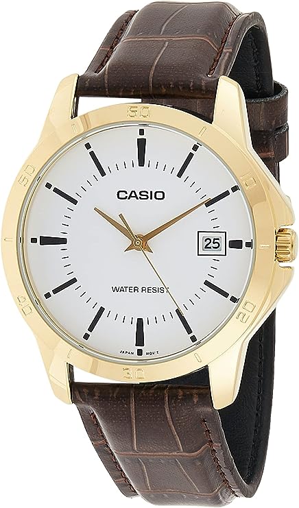 MTP-V004GL-7AUDF Casio Analog Quartz with Leather Strap Men's Watch. - Timecheck