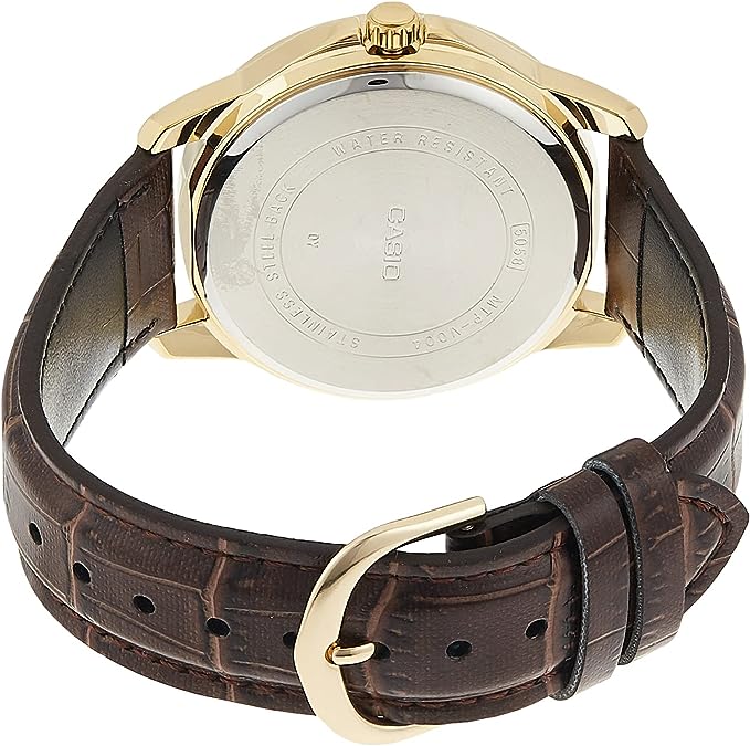 MTP-V004GL-7AUDF Casio Analog Quartz with Leather Strap Men's Watch. - Timecheck