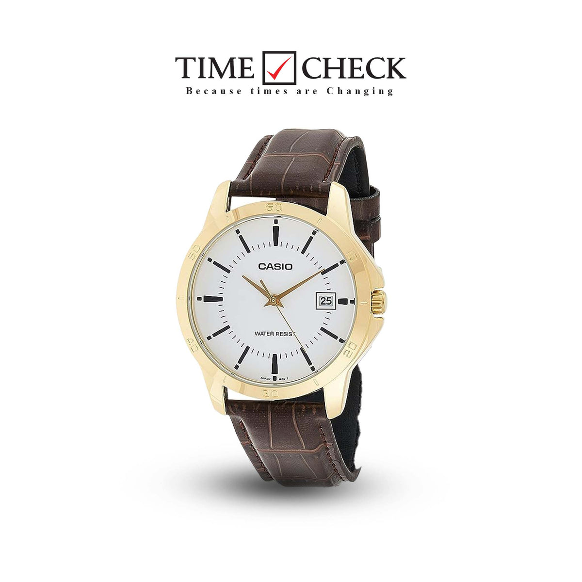 MTP-V004GL-7AUDF Casio Analog Quartz with Leather Strap Men's Watch. - Timecheck
