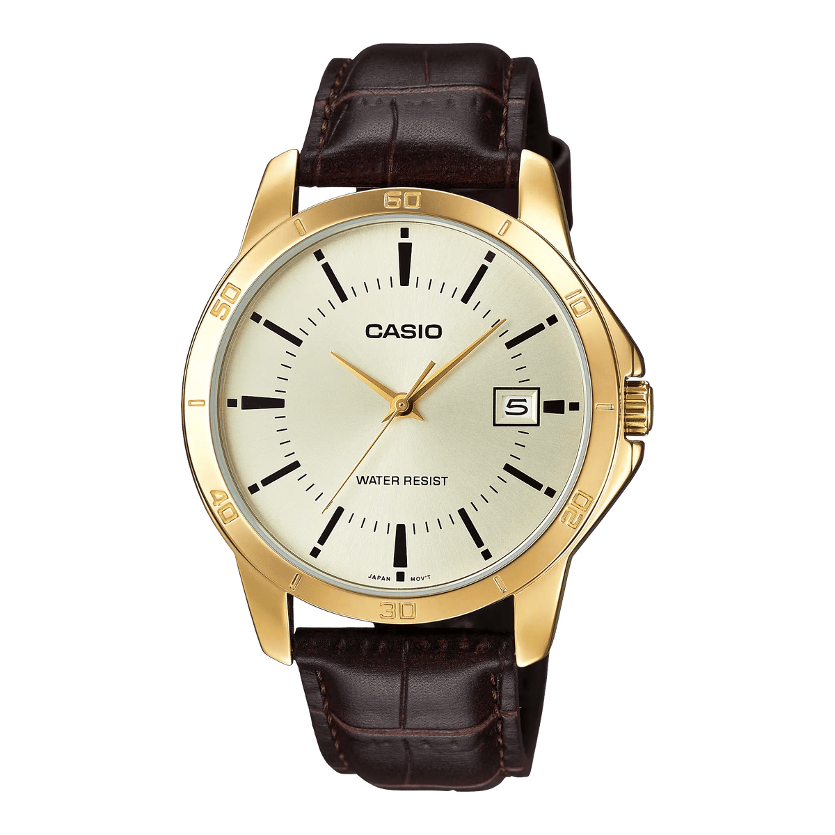 MTP-V004GL-9AUDF Casio Analog Quartz with Leather Strap Men's Watch. - Timecheck