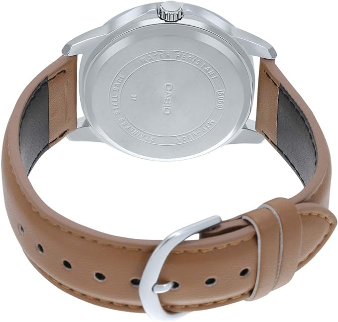 MTP-V004L-1B2UDF Casio Black Dial Brown Leather Strap Analog Quartz Men's Watch. - Timecheck