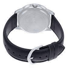 MTP-V004L-1CUDF Casio Black Dial Black Leather Strap Analog Quartz Men's Watch. - Timecheck