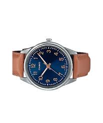 MTP-V005L-2B4UDF Casio Blue Dial Blue Leather Strap Analog Quartz Men's Watch. - Timecheck