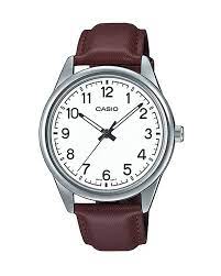 MTP-V005L-7B4UDF Casio White Dial Leather Strap Analog Quartz Men's Watch. - Timecheck