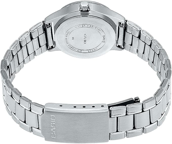 MTP-V006D-7BUDF Casio White Dial Day & Date Stainless Steel Analog Men's Watch. - Timecheck