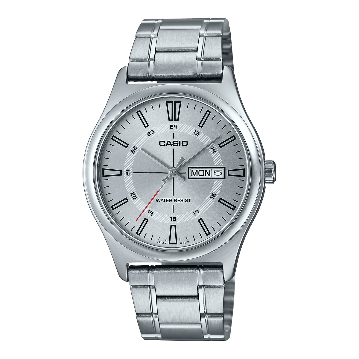 MTP-V006D-7CUDF Casio White Dial Day & Date Stainless Steel Analog Men's Watch. - Timecheck