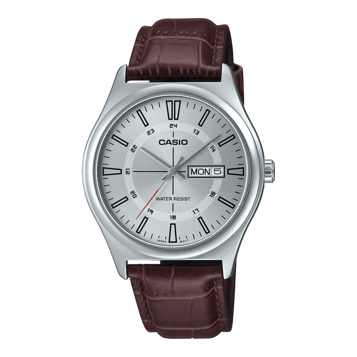 MTP-V006L-7CUDF Casio Silver Dial Silver Case Brown Leather Strap Analog Men's Watch. (Copy) - Timecheck