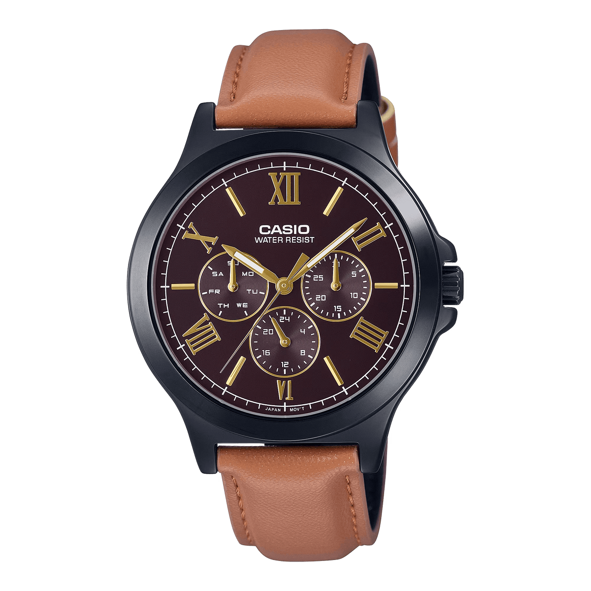 MTP-V300BL-5AUDF Casio Brown Dial Multi Function Analog Quartz Men's Watch - Timecheck