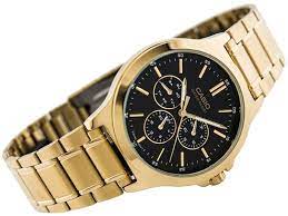 MTP-V300G-1AUDF Casio Black Dial Multi Function Analog Quartz Men's Watch. - Timecheck