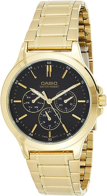 MTP-V300G-1AUDF Casio Black Dial Multi Function Analog Quartz Men's Watch. - Timecheck