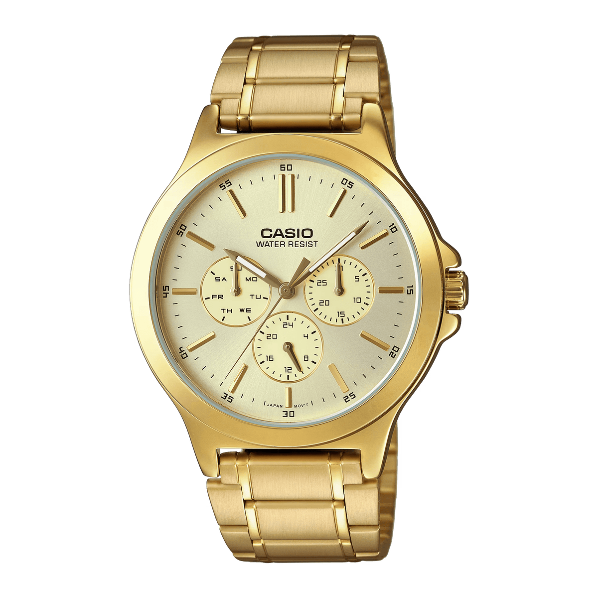 MTP-V300G-9AUDF Casio Golden Dial Multi Function Analog Quartz Men's Watch. - Timecheck
