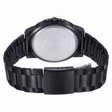 MTP-VD01B-5BVUDF Black Dial Stainless Steel Black Chain Analog Quartz Men's Watch. - Timecheck
