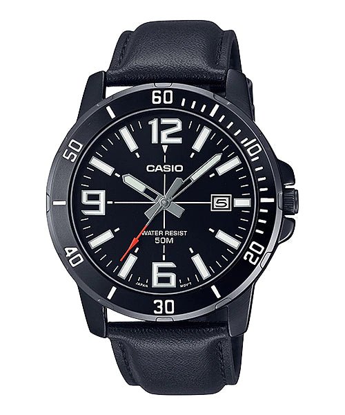 MTP-VD01BL-1BVUDF Black Dial Stainless Steel Black Strap Analog Quartz Men's Watch. - Timecheck