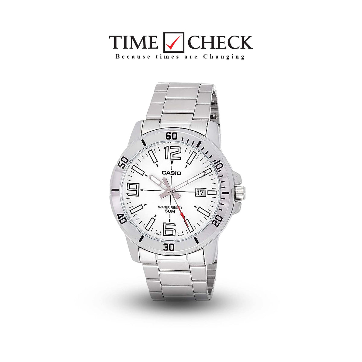 MTP-VD01D-7BVUDF Casio Analog Stainless Steel Strap Men's Quartz Watch. - Timecheck