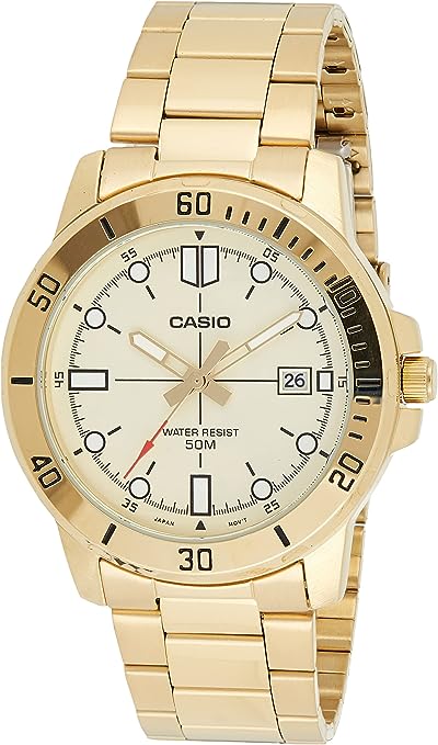 MTP-VD01G-9EVUDF Casio Gold Dial Stainless Steel Analog Quartz Men's Watch. - Timecheck