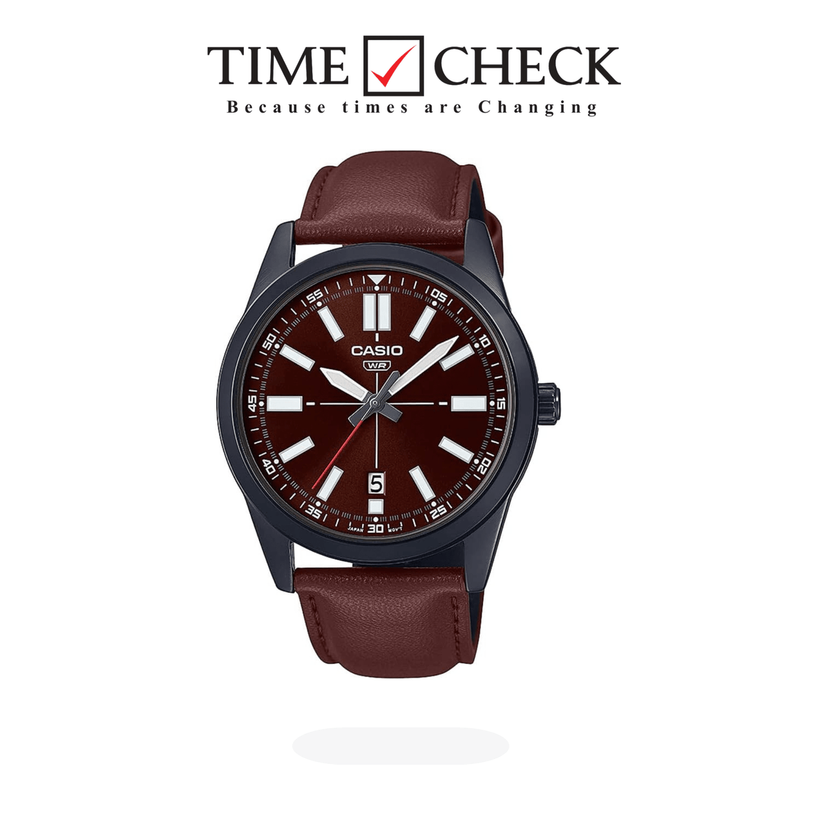 MTP-VD02B-5EUDF Casio Analog Leather Band Quartz Men's Watch. - Timecheck