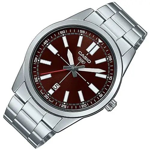 MTP-VD02D-5EUDF Casio Stainless Steel Analog Quartz Brown Dial Men's Watch. - Timecheck