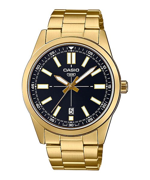 MTP-VD02G-1EUDF Casio Black Dial Stainless Steel Analog Quartz Men's Watch. - Timecheck
