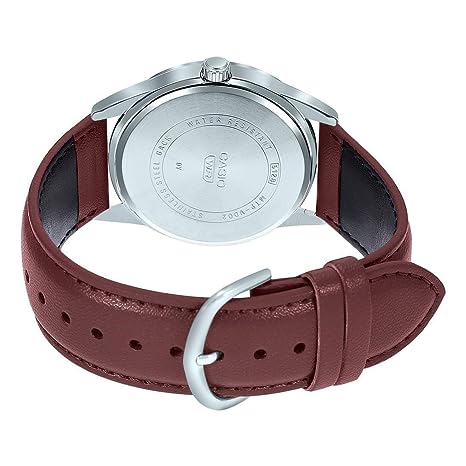 MTP-VD02L-7EUDF Casio Leather Band White Dial 3-Hand Analog Men's Watch. - Timecheck