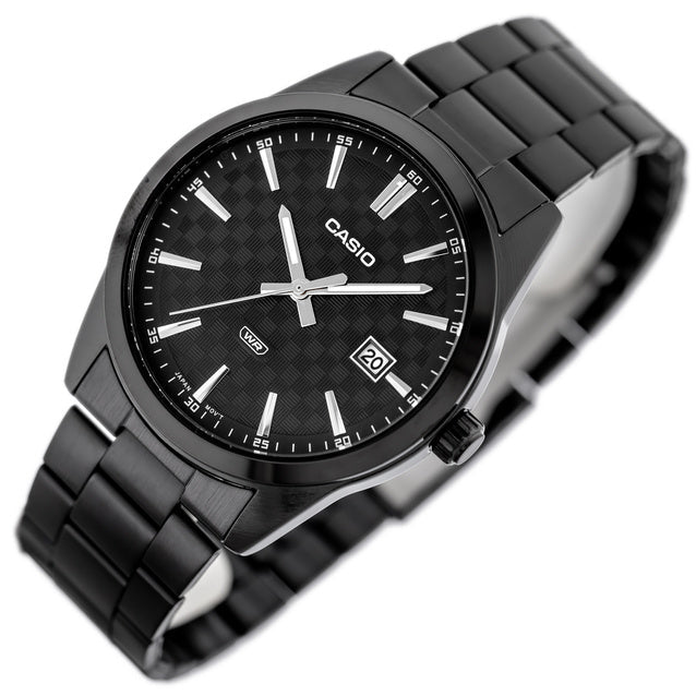 MTP-VD03B-1AVDF Casio Black Dial Black Stainless Steel Quartz Men's Watch. - Timecheck