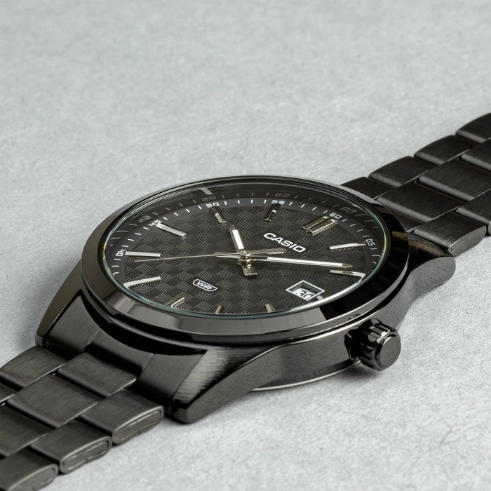 MTP-VD03B-1AVDF Casio Black Dial Black Stainless Steel Quartz Men's Watch. - Timecheck