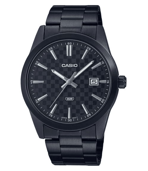 MTP-VD03B-1AVDF Casio Black Dial Black Stainless Steel Quartz Men's Watch. - Timecheck
