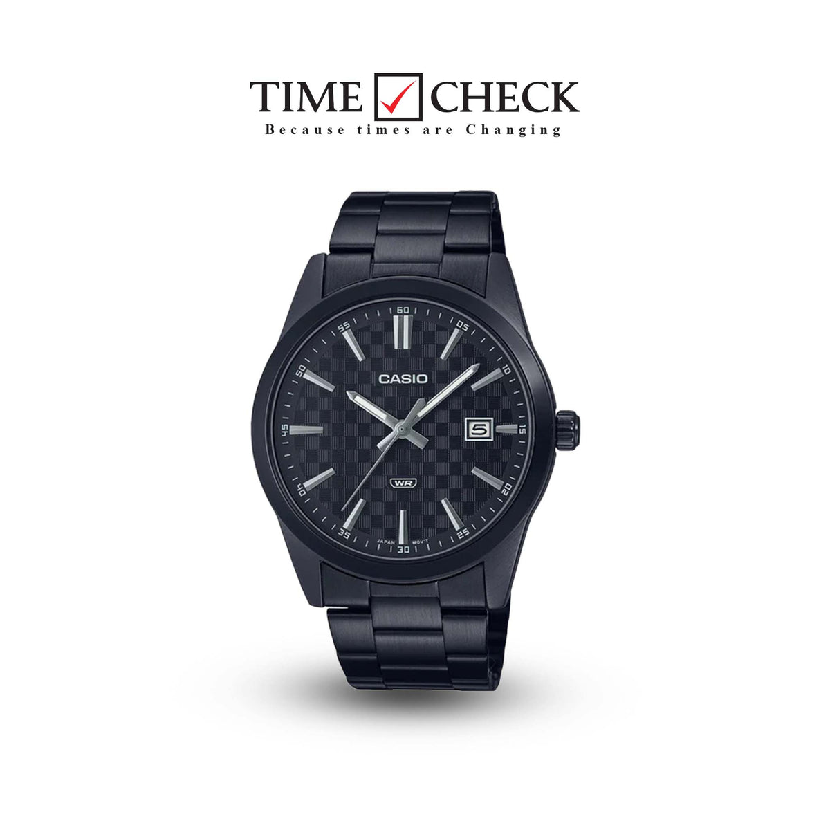 MTP-VD03B-1AVDF Casio Black Dial Black Stainless Steel Quartz Men's Watch. - Timecheck