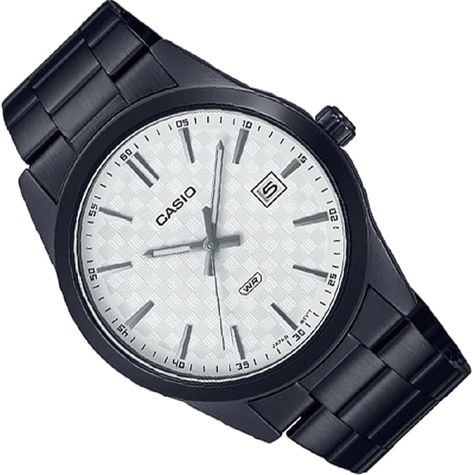 MTP-VD03B-7AUDF Casio Black Dial Stainless Steel Quartz Men's Watch. - Timecheck