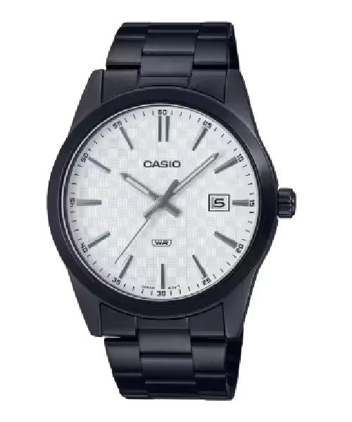 MTP-VD03B-7AUDF Casio Black Dial Stainless Steel Quartz Men's Watch. - Timecheck