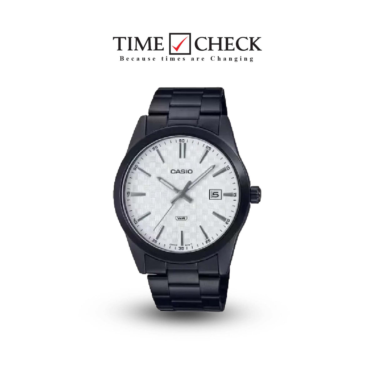 MTP-VD03B-7AUDF Casio Black Dial Stainless Steel Quartz Men's Watch. - Timecheck