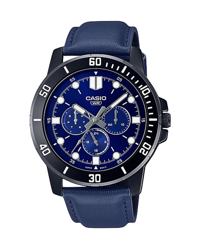 MTP-VD300BL-2EUDF Casio Blue Dial Steel Case Blue Strap Analog Quartz Men's Watch. - Timecheck