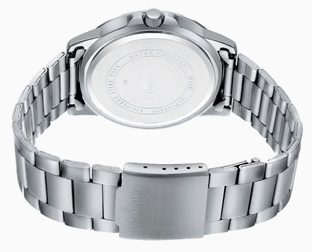MTP-VD300D-1EUDF Casio Black Dial Silver Stainless Steel Analog Quartz Men's Watch. - Timecheck