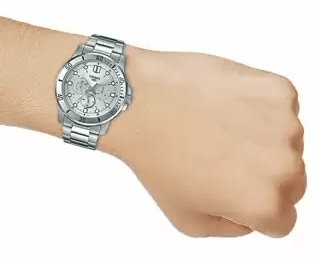 MTP-VD300D-7EUDF Casio Silver Dial Silver Stainless Steel Analog Quartz Men's Watch. - Timecheck