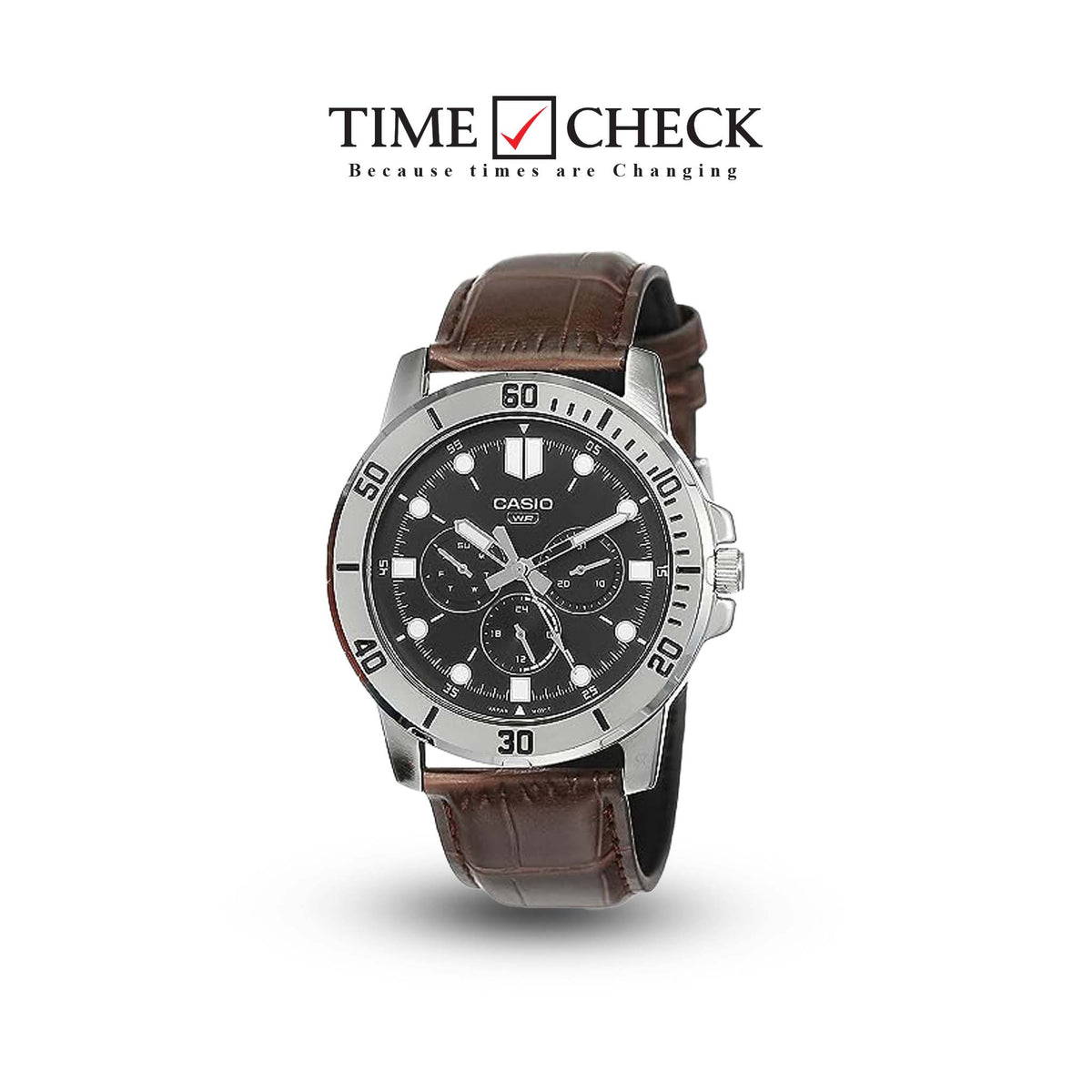 MTP-VD300L-1EUDF Casio Multi-Hand Dial In Leather Strap Men's Watch. - Timecheck