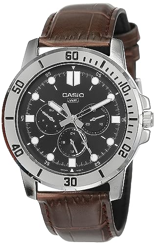 MTP-VD300L-1EUDF Casio Multi-Hand Dial In Leather Strap Men's Watch. - Timecheck