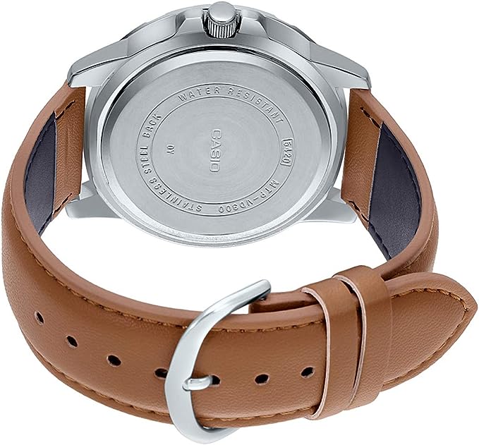 MTP-VD300L-2EUDF Casio Leather Multi function Men's Watch. - Timecheck
